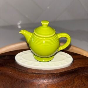 Nora Fleming FIESTA Mini ONLY  Green Tea Pot from Peony Bread Tray NEW